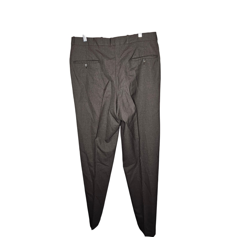 Cricketeer Men's 100% Wool Dress Trousers Brown Charcoal Cuffed Flat Front Waist - Picture 5 of 7